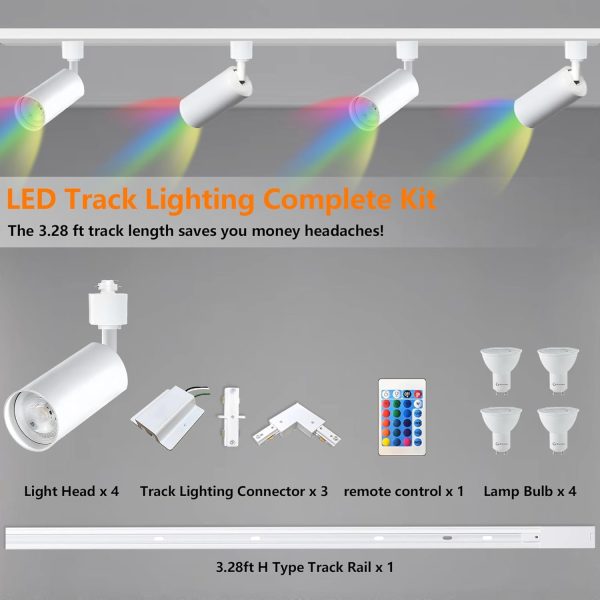 Bravsekai RGB LED Track Lighting Kit Modern White 10W-1