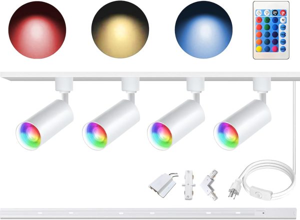 Bravsekai RGB LED Track Lighting Kit Modern White 10W-0