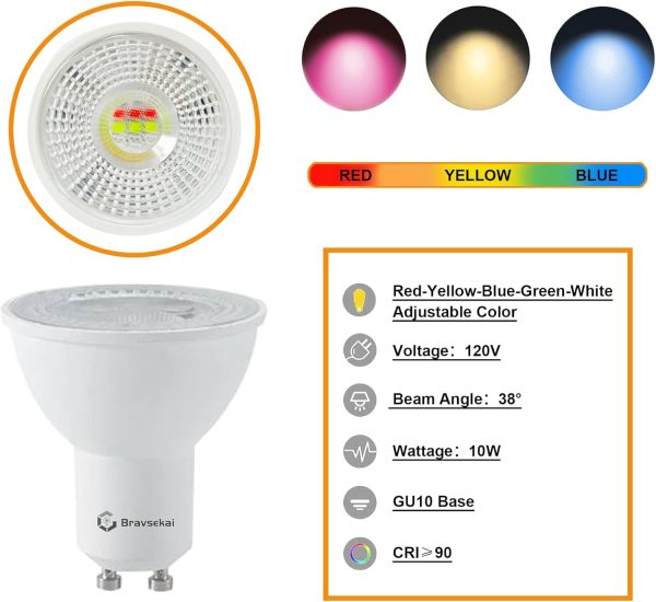 Bravsekai RGB LED Track Lighting Kit Modern White 10W-6