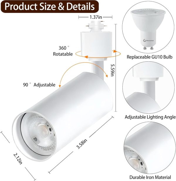 Bravsekai RGB LED Track Lighting Kit Modern White 10W-2