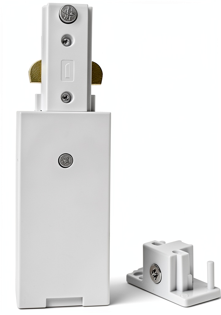 Bravsekai electrical connector installed in a standard H track rail system