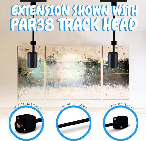 OhLectric Track Light Extension Rod Modern Black Indoor-2