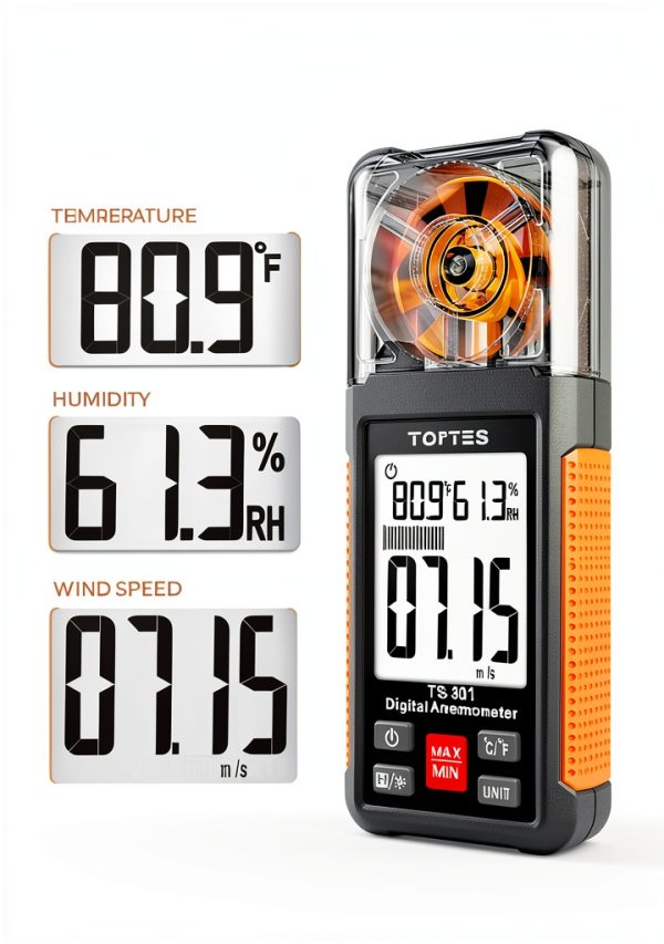 TopTes Digital Anemometer TS-301 Handheld Wind Speed Meter with LCD,-3